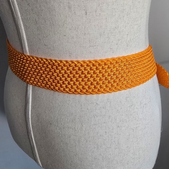Ralph Lauren NEW Orange Woven Knit Gold Double O-ring Wide Buckle Belt SZ Medium main image 8